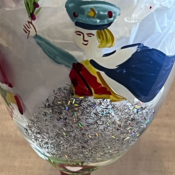 Lords a Leaping Hand Painted Wine Glass. - Picture 3 of 7